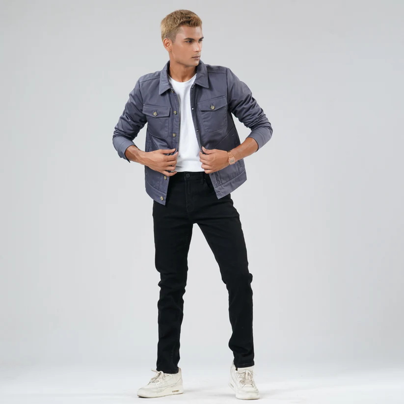 Mens Grey Twill Jacket