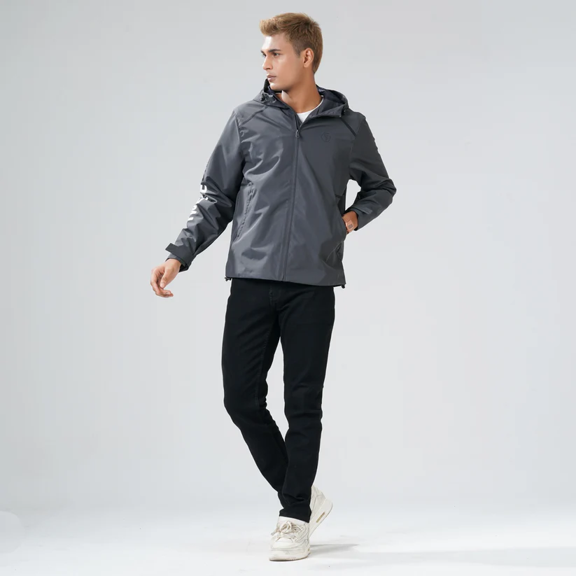 Mens Gray Asphalt Windbreaker