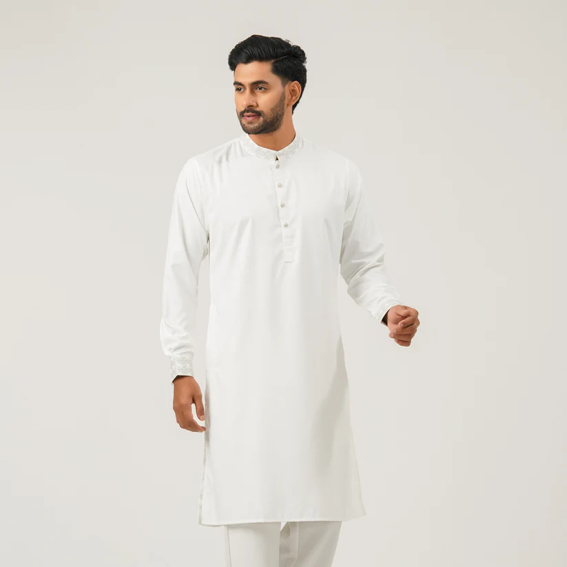 Mens White Premium Panjabi