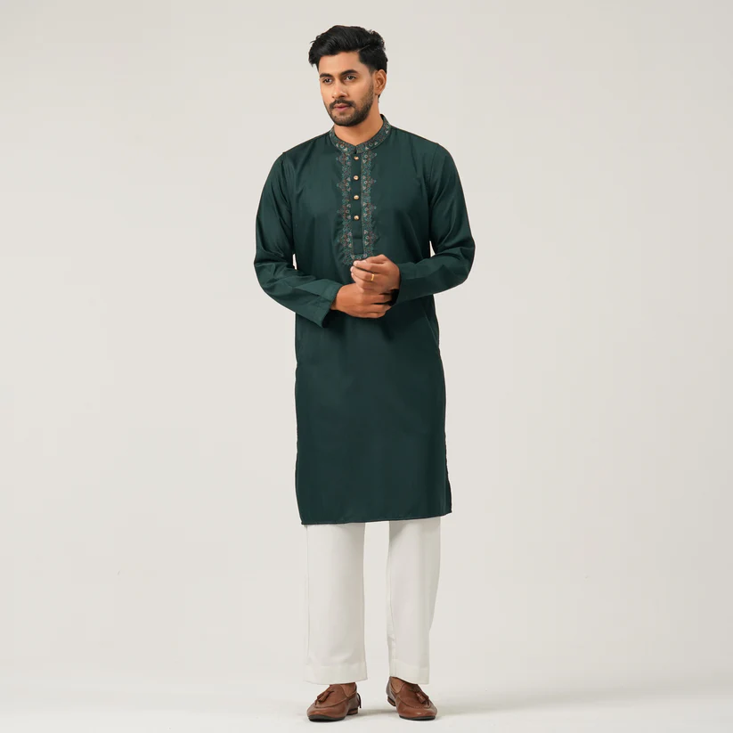 Mens Panjabi Dark Green