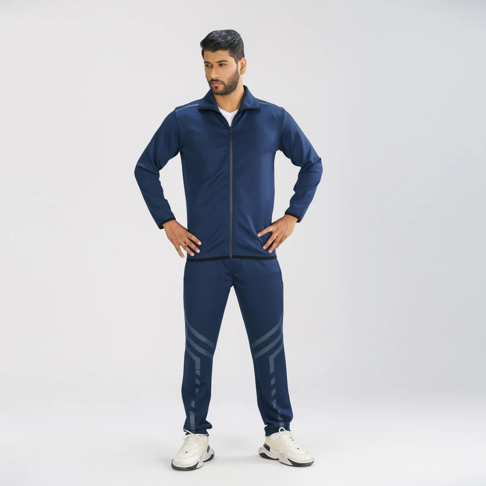 Mens Navy High-Neck Sweatshirt