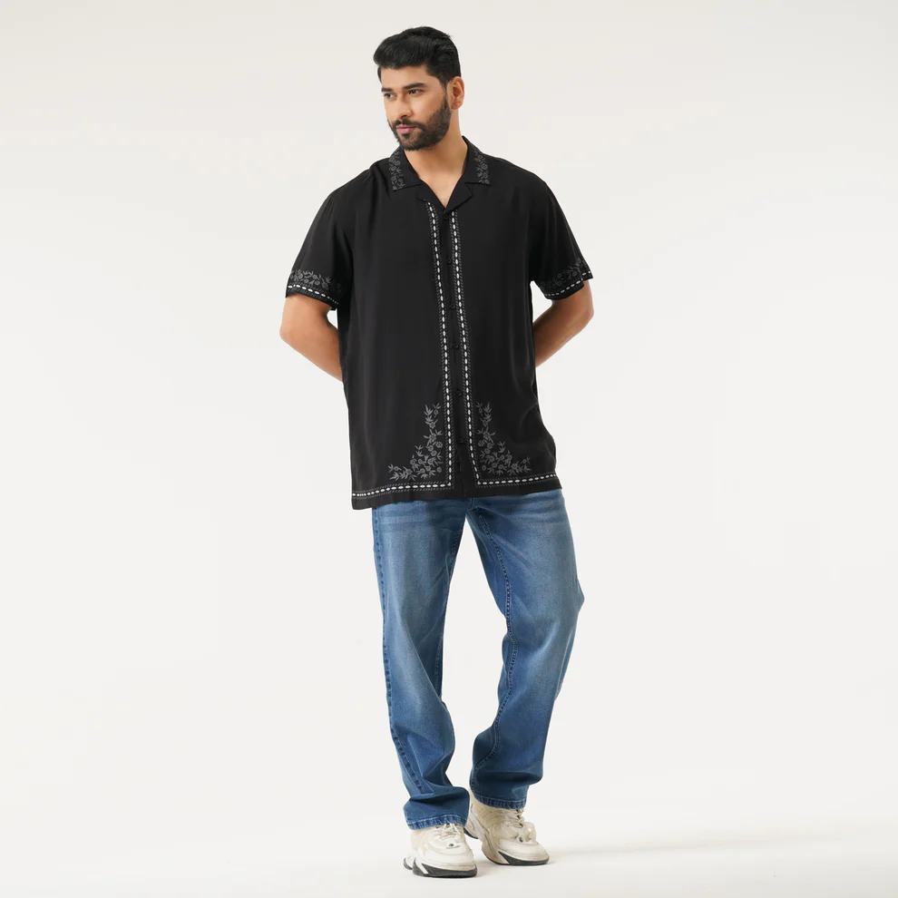 Mens Black Hawai Shirt