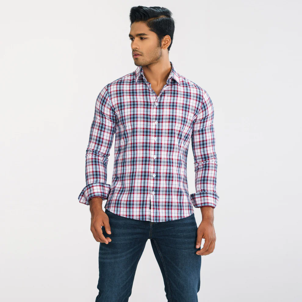 Mens Red Check Shirt