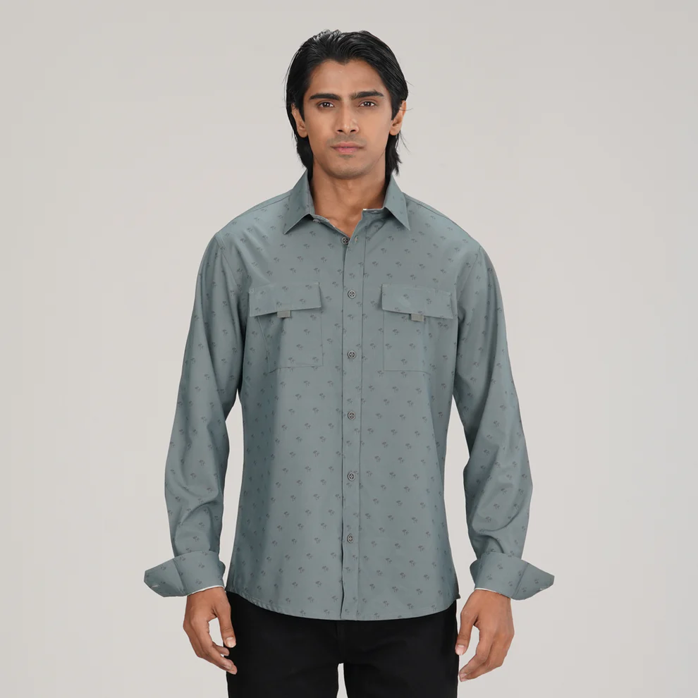 Mens Green Aop L/S Shirt