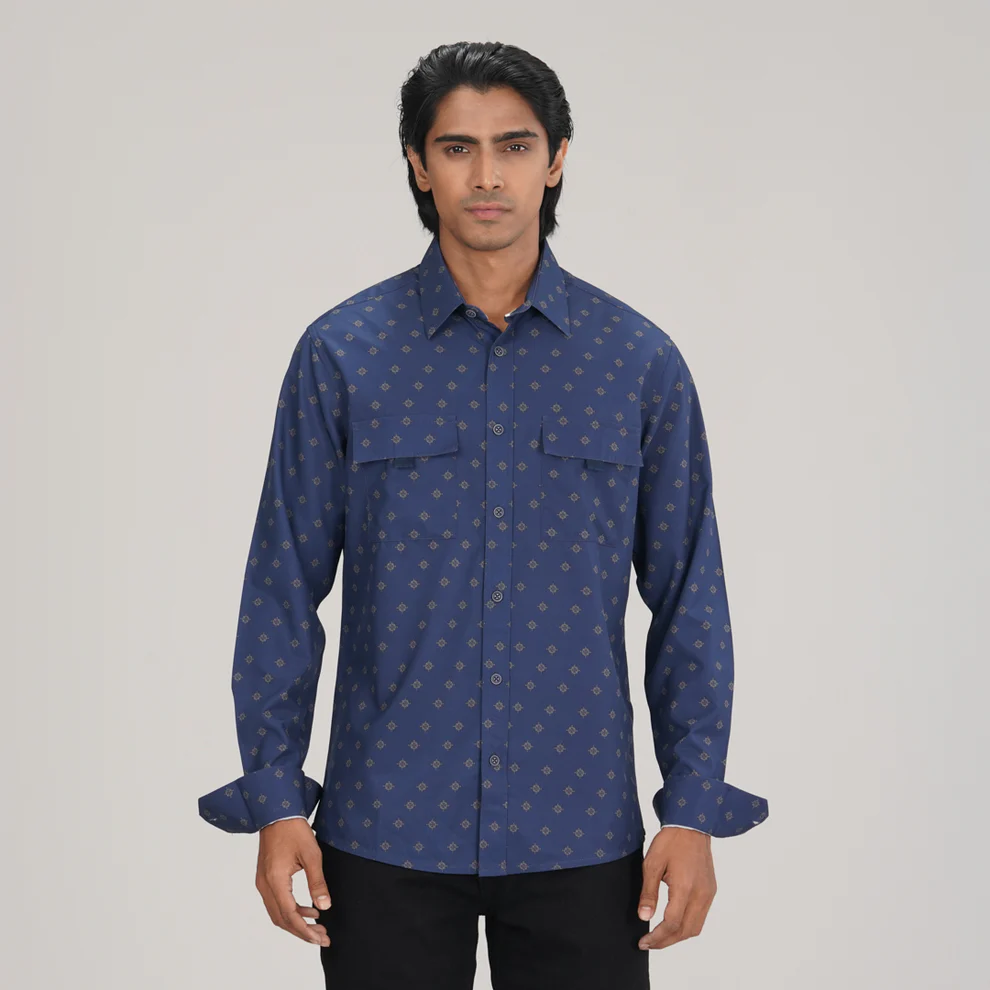 Mens Blue Aop L/S Shirt