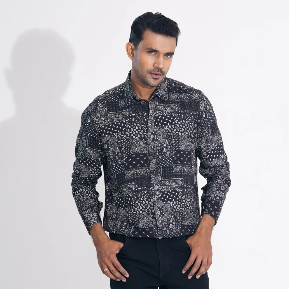 Men Black Aop Printed Shirt