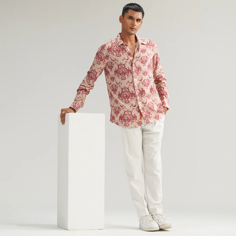 Mens Cream Casual Shirt