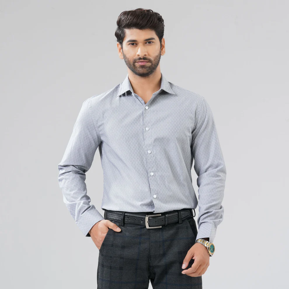 Mens White/Black Formal Shirt