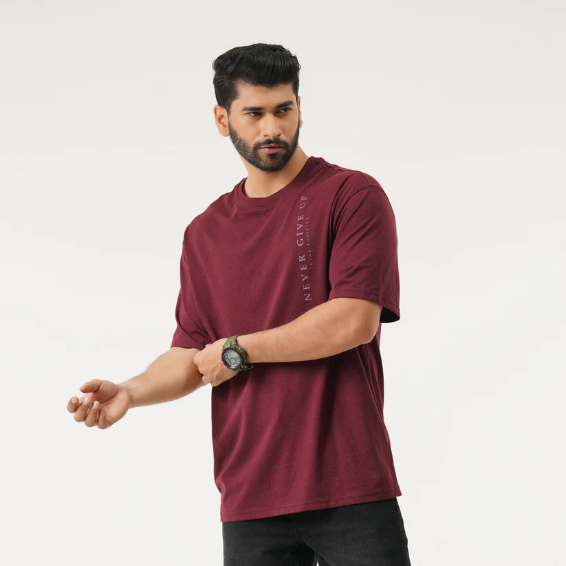 Mens Maroon NG Oversized T-Shirt