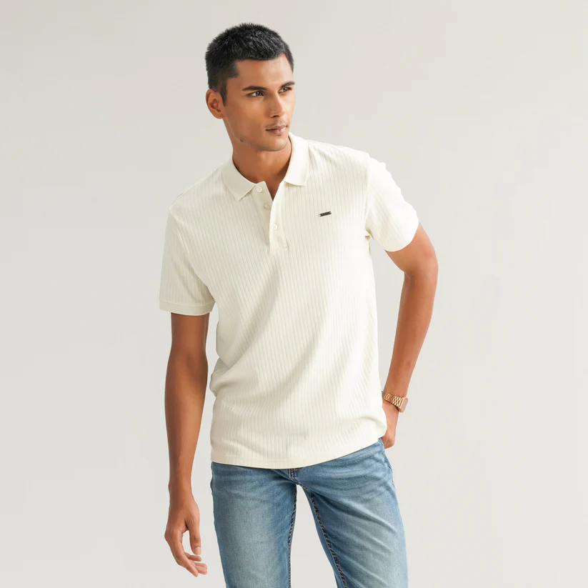 Mens DK Off White Polo