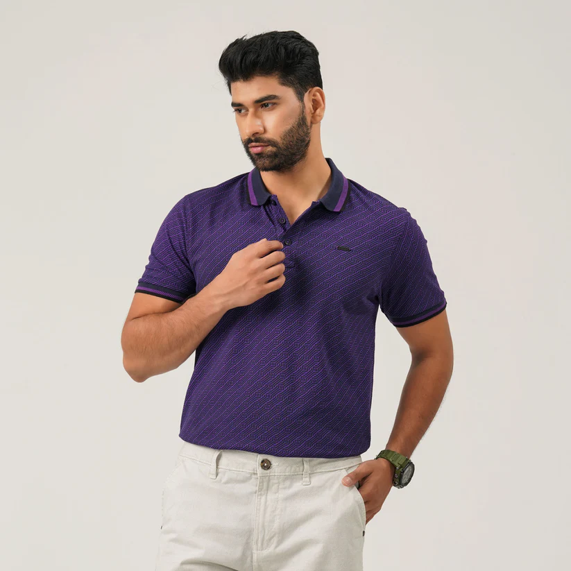 Mens IG Purple Aop Polo