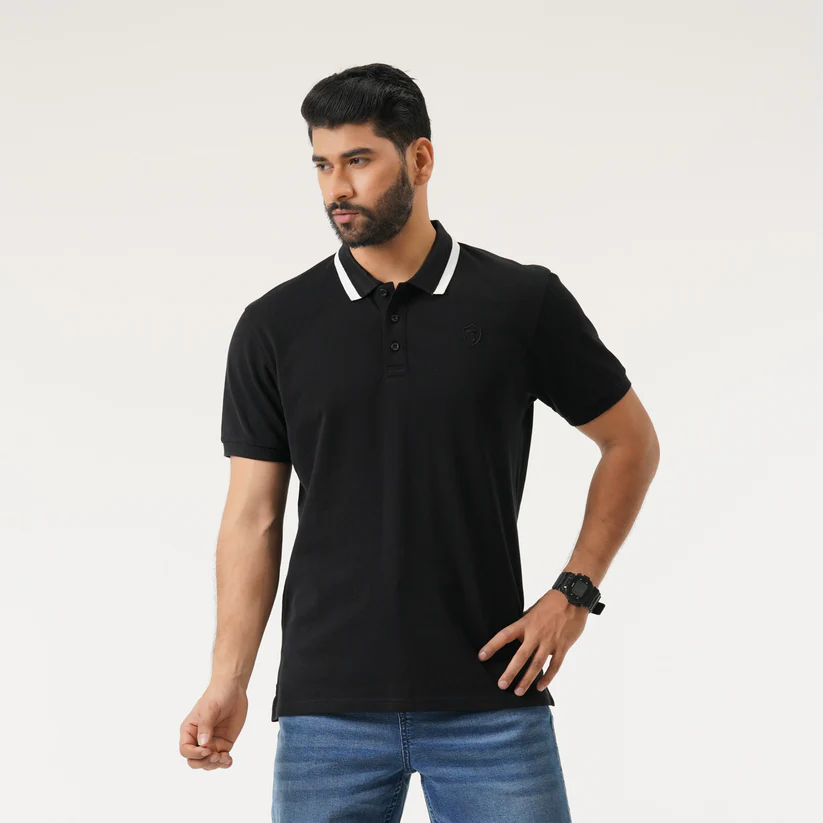 Mens Black BW Polo Shirt
