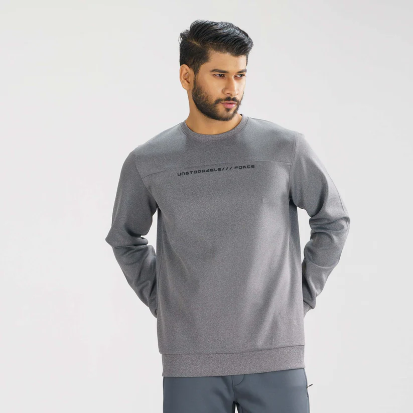Mens Grey Melange Sweatshirt