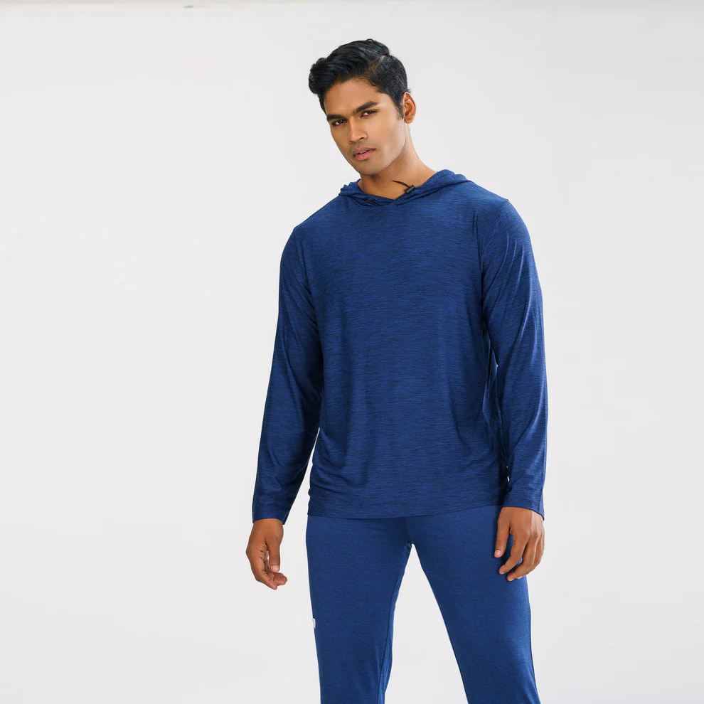 Mens Navy Melange Hoodie (S)