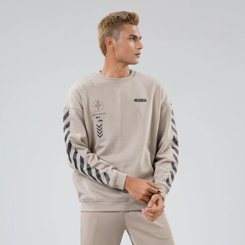 Mens Dark Beige Sweat Shirt