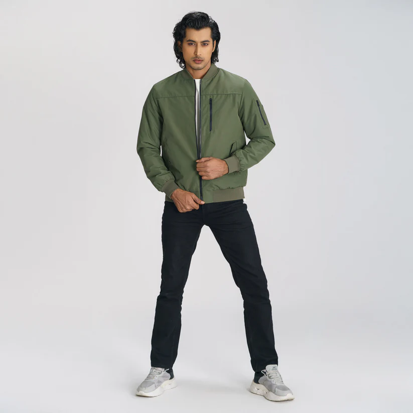 Mens Olive Bomber Jacket