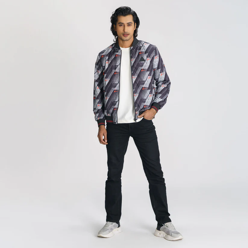 Mens Black & Red Bomber