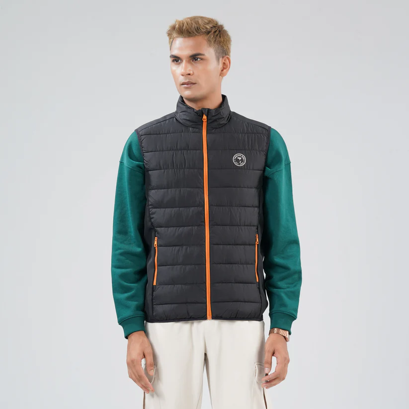 Men Sleeveless Black Jacket